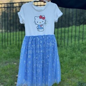 Girls White & Blue Hello Kitty Tulle Dress Size 7/8